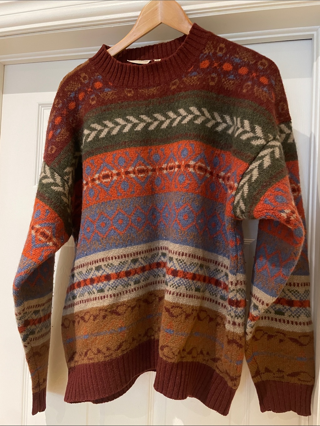 Men's Multicolor Fair Isle Crewneck Sweater -Shetland Wool